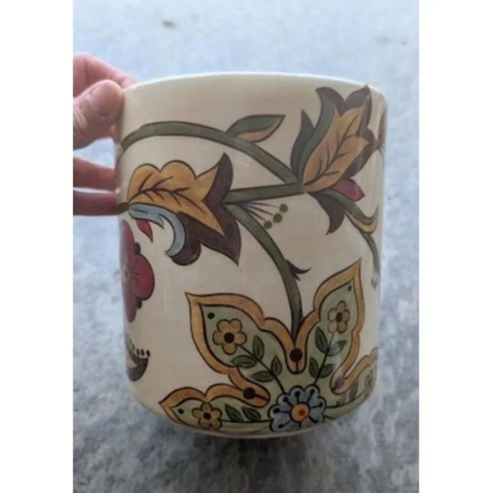 PIER 1 IMPORTS Carynthum Utensil Crock Holder Floral Earthenware